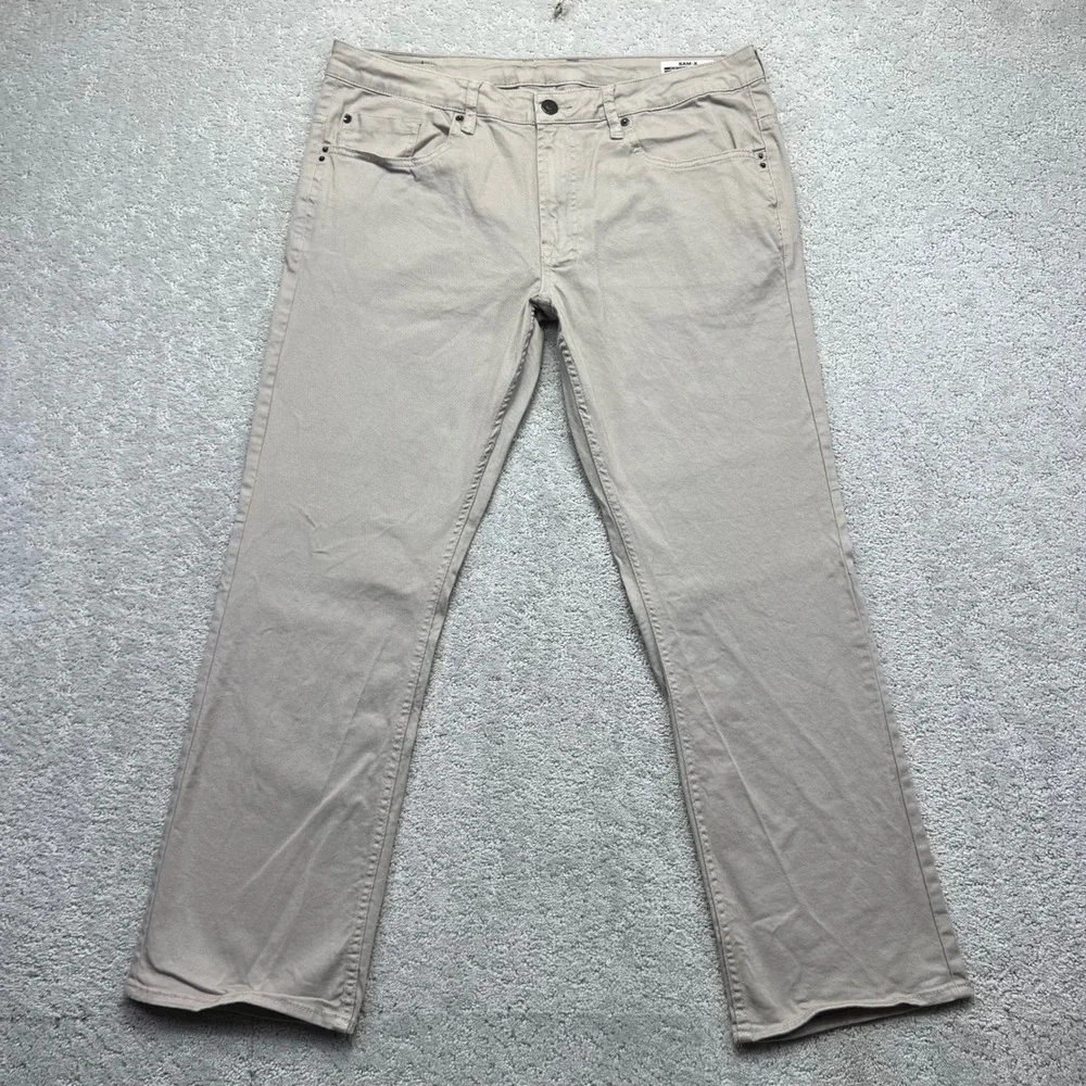 Buffalo David Bitton Jeans Mens 36x30 Sam-X Slim‎ Straight Stretch Khaki Beige
